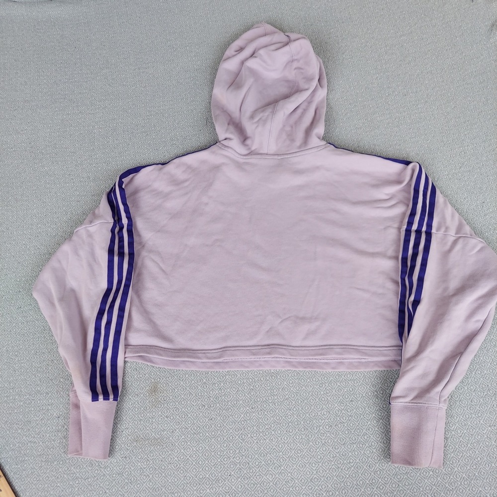 Adidas Hoodie Womens Small Purple Originals Cropped 3-Stripe Trefoil Sweatshirt - Picture 5 of 5